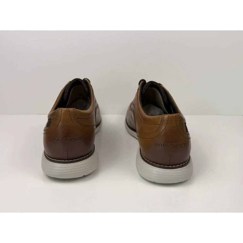 Rockport Garett Plain Toe Men's Size 10.5 Leather Brown Cognac CH4295